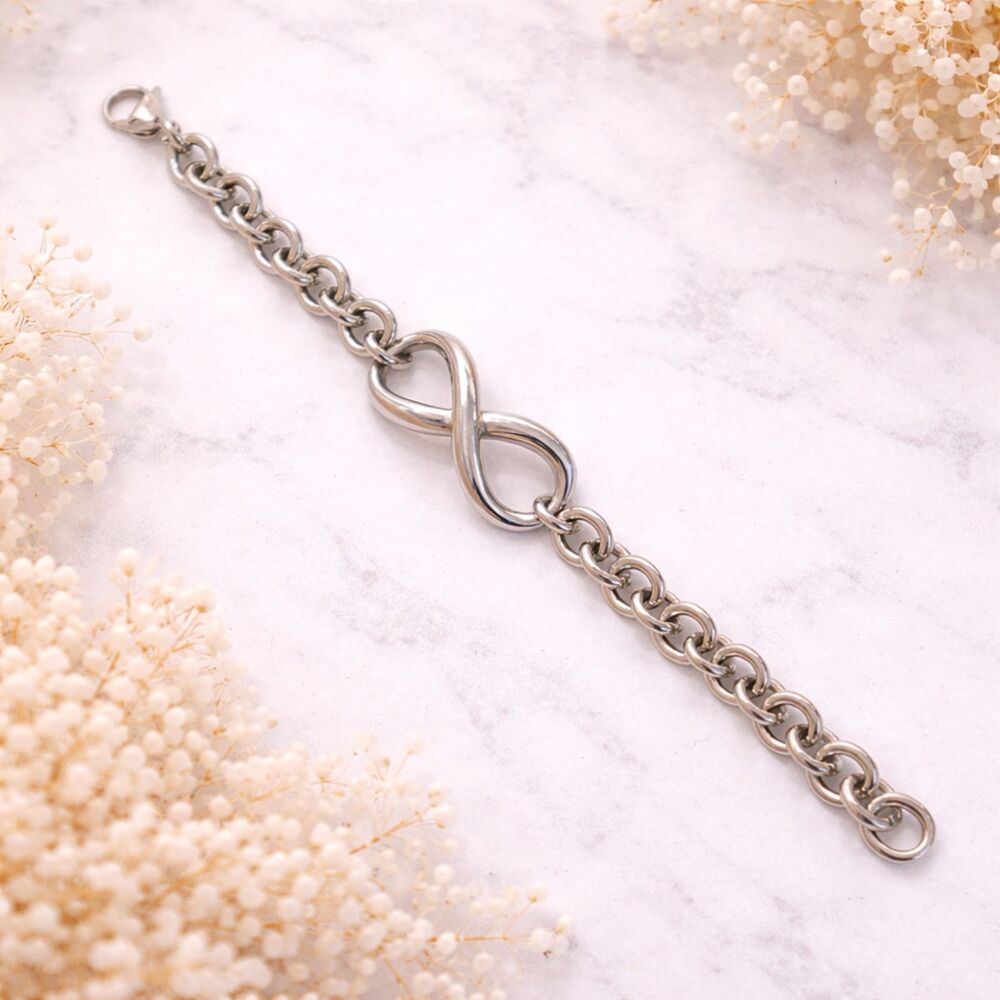 Chunky Silver Tone Eternity Bracelet